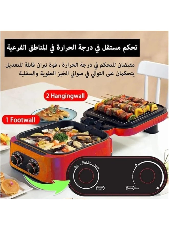 DENX DX3421 1800W Multi-Function Electric Hot Pot Grill 2.5L – Non-Stick Aluminum Tabletop BBQ Grill with Adjustable Thermostat, Sauce Tray & Cool-Touch Handles for Indoor Cooking - Image 4