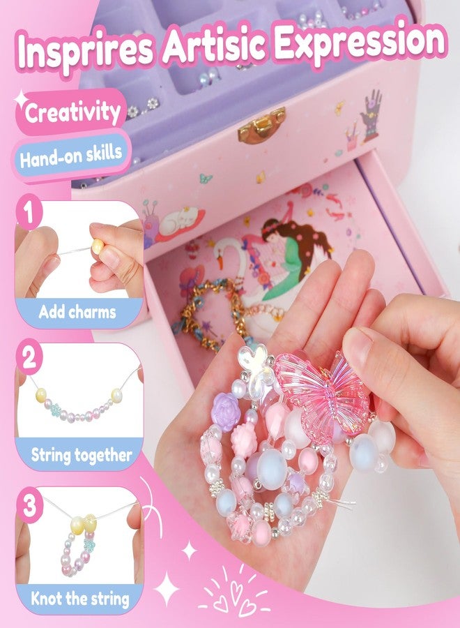 ROOCHKD Bracelet Making Kit, Charm and Breads DIY Necklace Bracelet Jewelry Making and Crafting with Jewelry Box, Girl Toys Party Favors Art Supplies Birthday Exchange Gift for Girls Age 5-12yr - Image 2