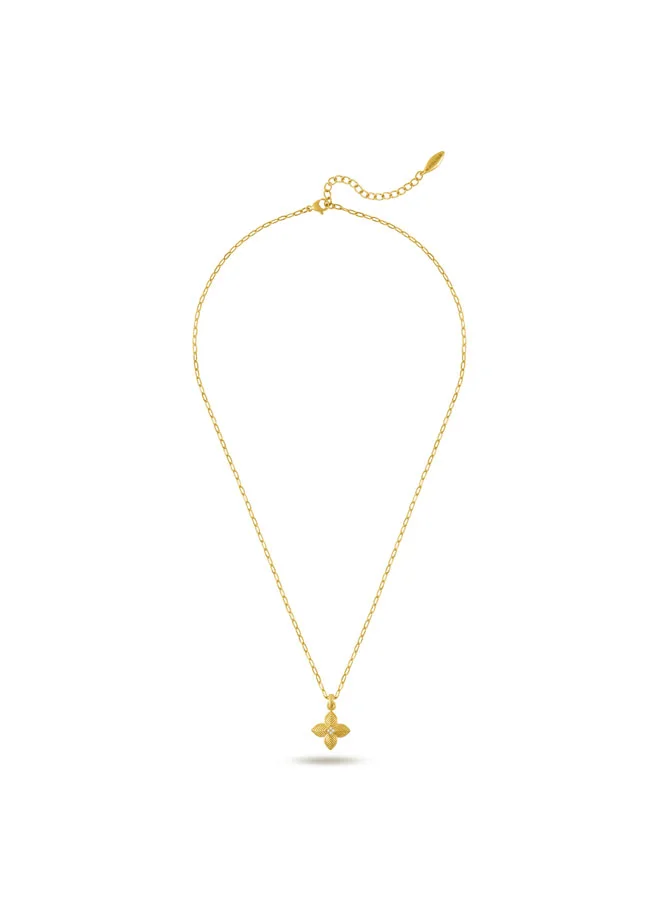 POLICE Sericea Gold Necklace with Floral Pendant for Women