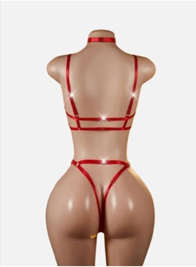 هنادى قميص نوم شكل قلوب نسائي بخامة استك عالية الجودة مع سلاسل انثوية فاخرة – بيكيني فرى سايز يناسب معظم الأجسام – HN 9034 - Image 2