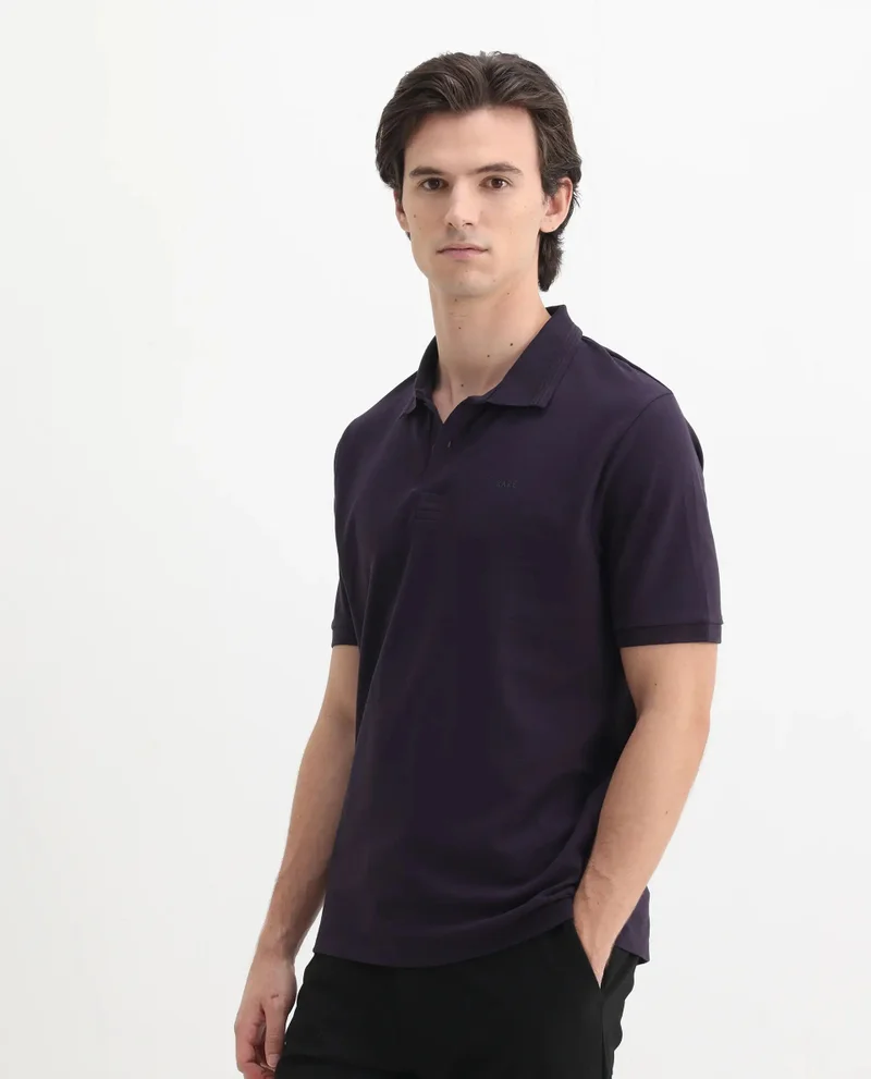 Rare Rabbit Men's Button Closure Plain Polo