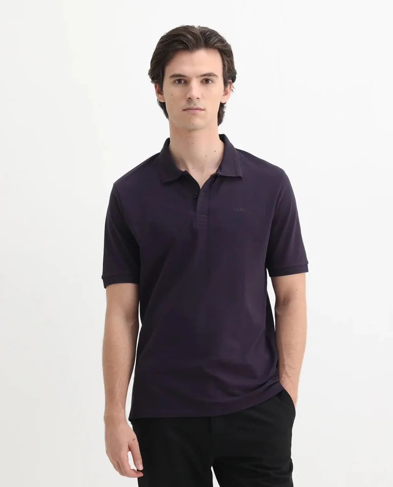Rare Rabbit Men's Button Closure Plain Polo