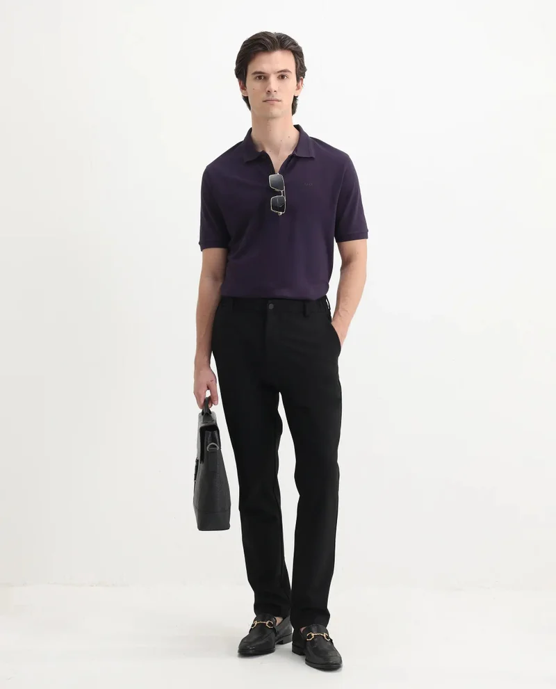 Rare Rabbit Men's Button Closure Plain Polo