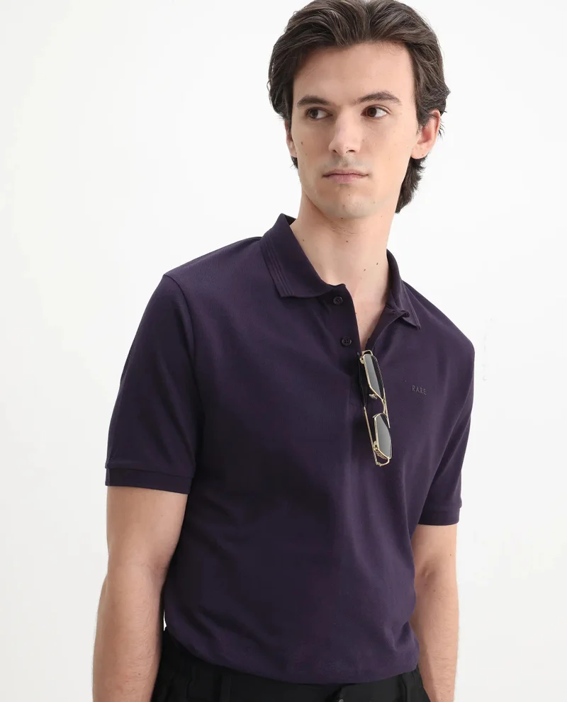Rare Rabbit Men's Button Closure Plain Polo