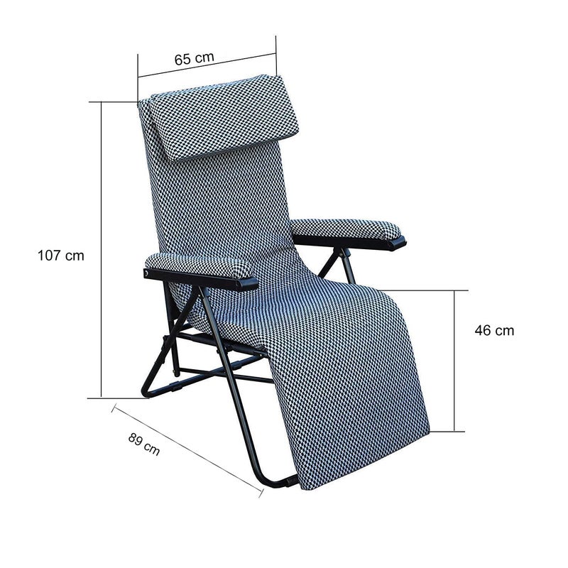 Spacecrafts Stainless Steel Recliner Folding Easy Chair 5 Adjustable Postions Portable And Space Saving Easy Chair For Home Relax Grey - Image 2