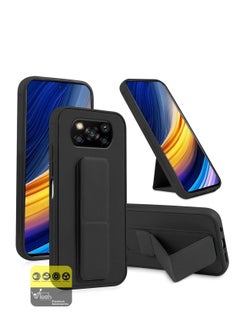 Wtech Hand Grip And Multi Stand Magnetic Car Mount Kickstand Finger Strap Case Cover For Xiaomi Poco X3 Pro 4G 2021 Black  - Image 1