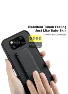 Wtech Hand Grip And Multi Stand Magnetic Car Mount Kickstand Finger Strap Case Cover For Xiaomi Poco X3 Pro 4G 2021 Black  - Image 4