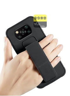 Wtech Hand Grip And Multi Stand Magnetic Car Mount Kickstand Finger Strap Case Cover For Xiaomi Poco X3 Pro 4G 2021 Black  - Image 2