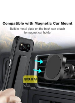 Wtech Hand Grip And Multi Stand Magnetic Car Mount Kickstand Finger Strap Case Cover For Xiaomi Poco X3 Pro 4G 2021 Black  - Image 3