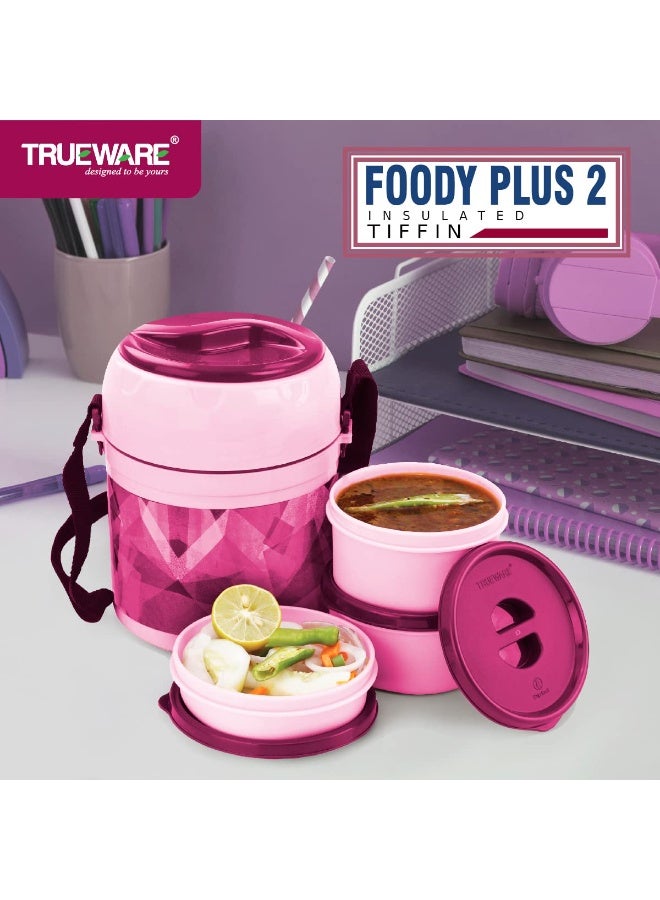 Trueware Foody Plus 2 Thermoware Lunch Box with 3 Microwave conainter (2 x 300 ML & 1 x 200 ML) - Image 1