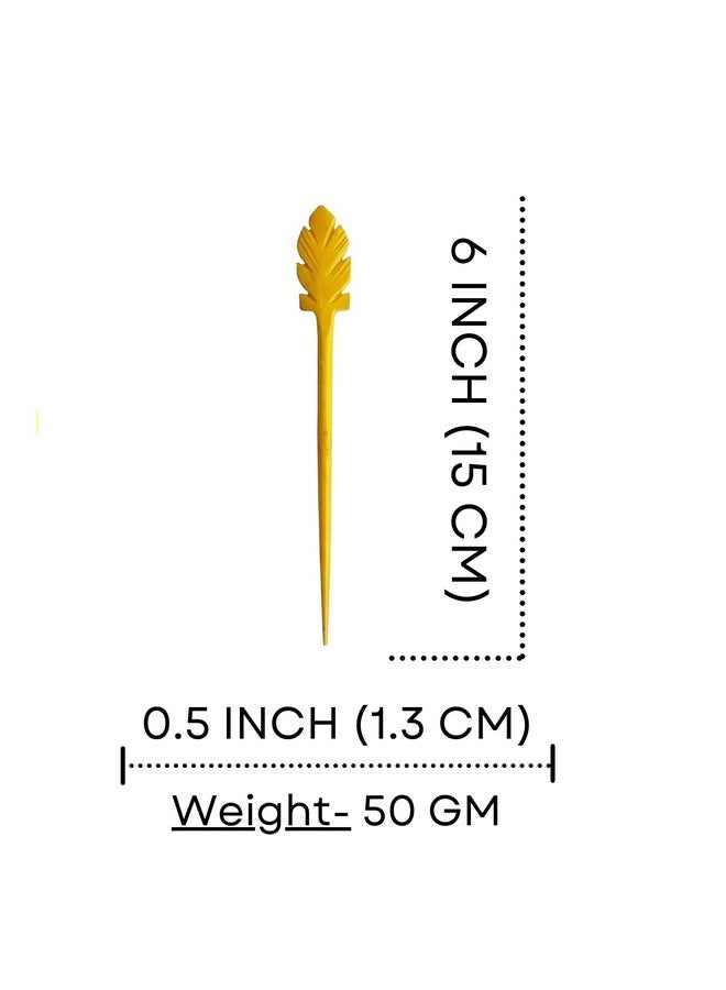 Salvus App SOLUTIONS Marble Handmade Yellow Hair Stick/Juda Pin for Women & Girls (1.3x15 cm). - Image 2