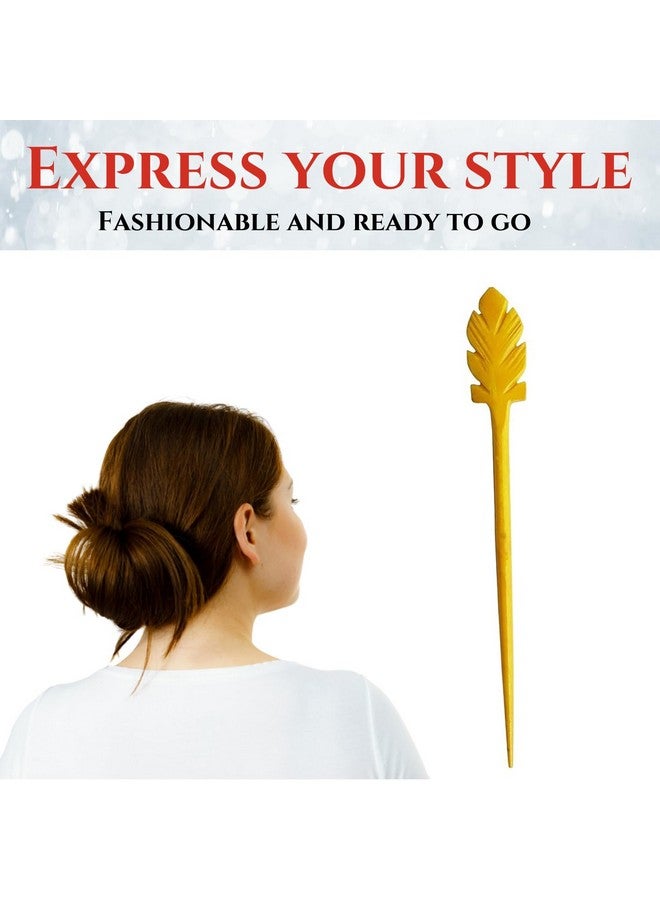 Salvus App SOLUTIONS Marble Handmade Yellow Hair Stick/Juda Pin for Women & Girls (1.3x15 cm). - Image 3