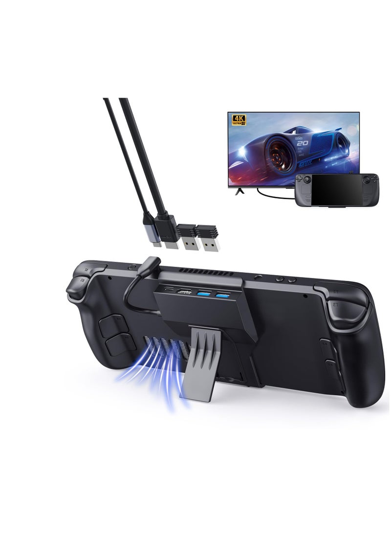 Excefore Upgrade Docking Station for Steam Deck, 4-in-1 Portable 4K 60Hz Stand Design Docking Station, Docking Station with 2 USB-A3.0, PD-in 100W Max, Display Travel Dock for Steam Deck, Black - Image 1