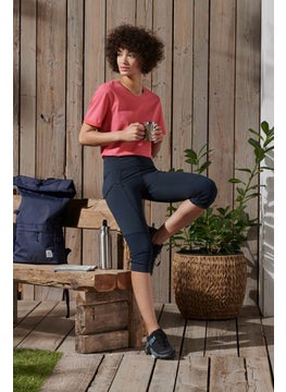 Women 3/4 Plain Crop Leggings, Navy