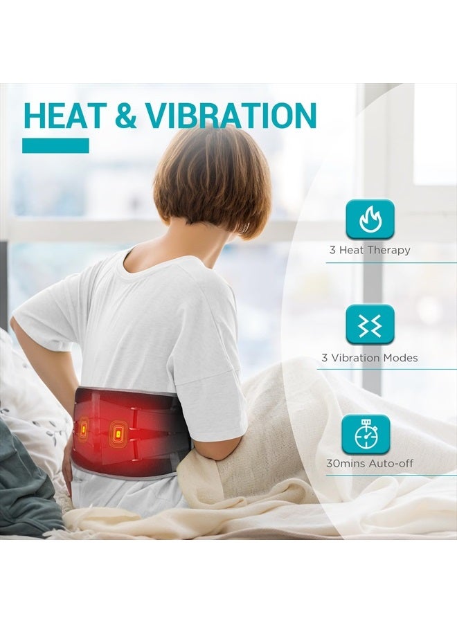 Comfytemp Cordless Heating Pad with Massager for Back Pain Relief, Portable Lower Back Massager FSA HSA Eligible, Fathers Day Dad Gifts for Mom, Wearable Heating Pads for Cramps with 3 Heat, Auto-Off - Image 4