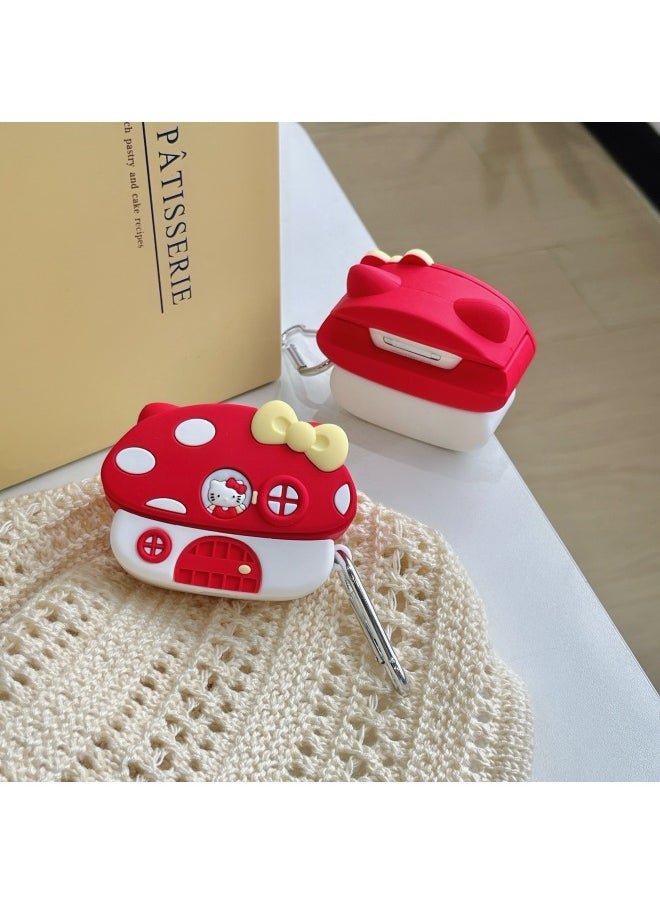 Generic - Cute Mushroom House AirPods Pro For Apple Bluetooth Earphone Case 2/3/4 Generation Cartoon Silicone Protective Case-Color:Mushroom House + Hook-Applicable Models:AirPods 3(2021) - Image 1