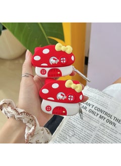 Cute Mushroom House AirPods Pro For Apple Bluetooth Earphone Case 2/3/4 Generation Cartoon Silicone Protective Case-Color:Mushroom House + Hook-Applicable Models:AirPods 3(2021)