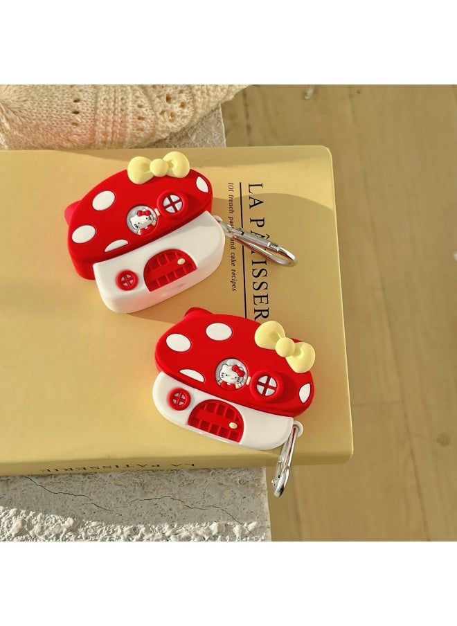 Generic - Cute Mushroom House AirPods Pro For Apple Bluetooth Earphone Case 2/3/4 Generation Cartoon Silicone Protective Case-Color:Mushroom House + Hook-Applicable Models:AirPods 3(2021) - Image 1