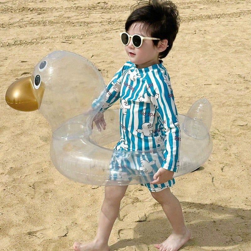 South Korea Children'S Baby'S Swimsuit Summer Boys Holiday Quick-Drying Long-Sleeved Sunscreen Split Swimsuit Trendy - Image 3