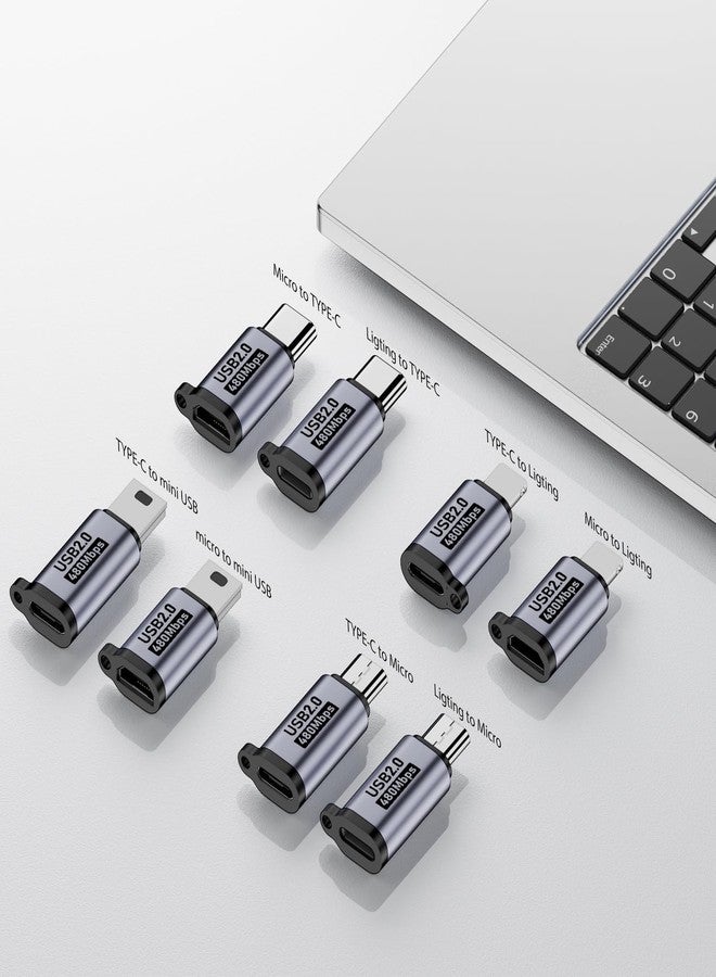 Jadebones USB C/Lightning to Micro USB Adapter, Type C to Lightning Converter, USB C to Mini USB Connector (8 Pack) - Image 2
