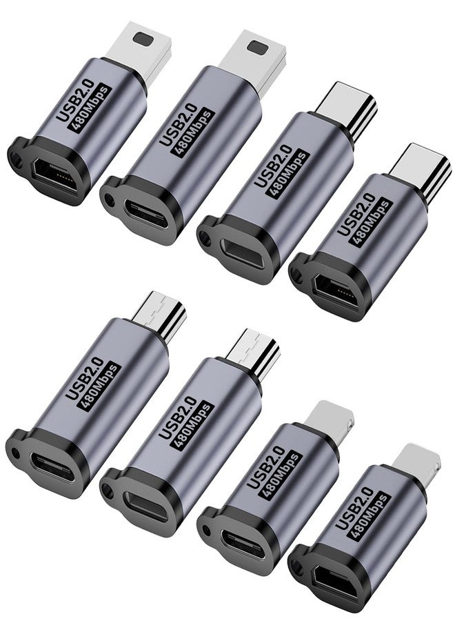 Jadebones USB C/Lightning to Micro USB Adapter, Type C to Lightning Converter, USB C to Mini USB Connector (8 Pack) - Image 1