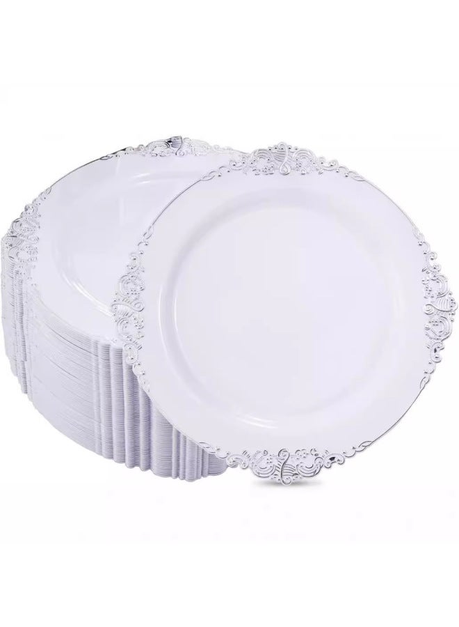 Hot Stamping Transparent Dinner Plate Set Disposable Dinner Plate Dragon Pattern Black Gold Edge Relief Plate PS Hard Plastic Export Tableware-Specifications:12.85inch Cm Transparent Blue Hot Stamping Edge Dragon Pattern Relief Plate 1 Piece