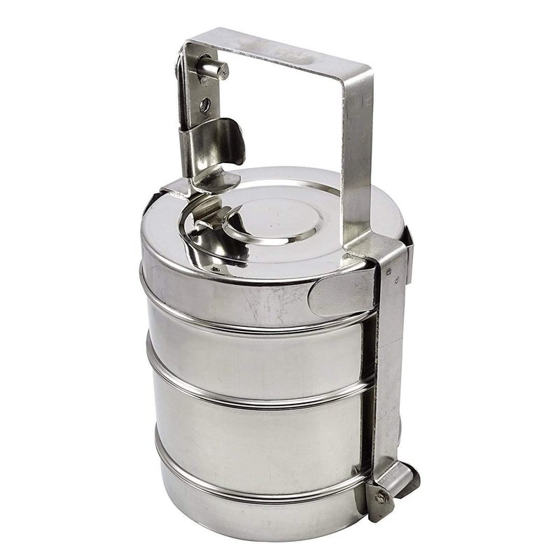 JGS Stainless Steel Tiffin Box 2Tier Food Container with Handle Traditional Indian Lunch Box 2 Khane Ka Tiffin Food Carrier 2 Compartment - Image 1