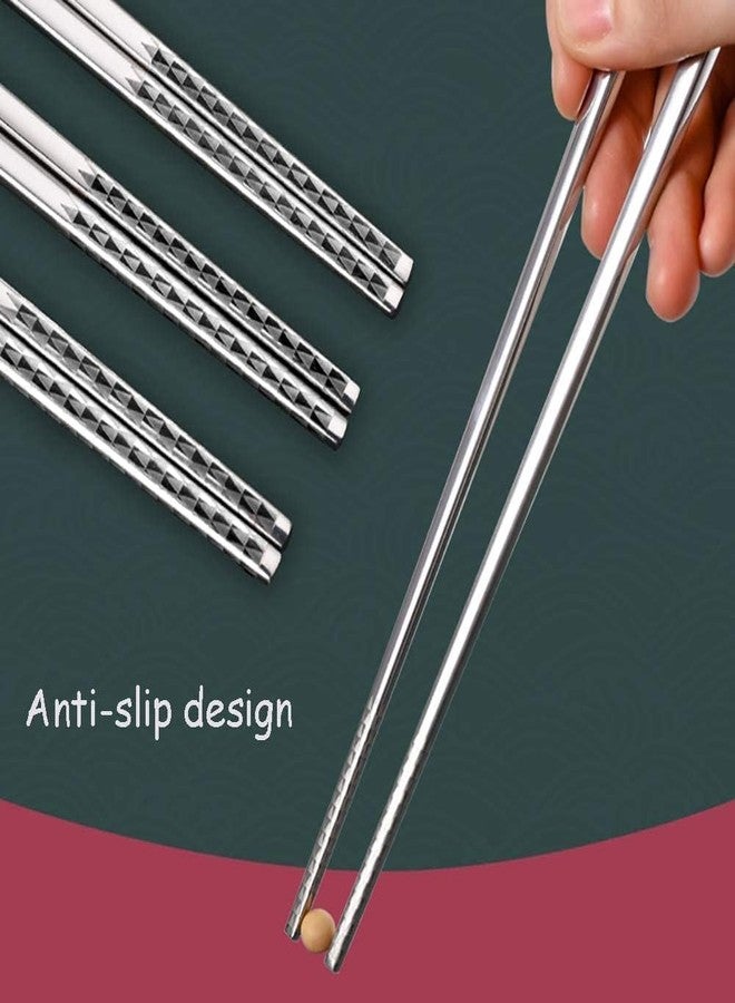 RIANZ Metal Chopsticks Reusable Dishwasher Safe, Chinese Japanese Korean 316 Stainless Steel Chopstick, Square Fancy Color Laser Engraved Chopstick for Cooking Eating, Non-Slip 1 Pair (Style 3) - Image 3