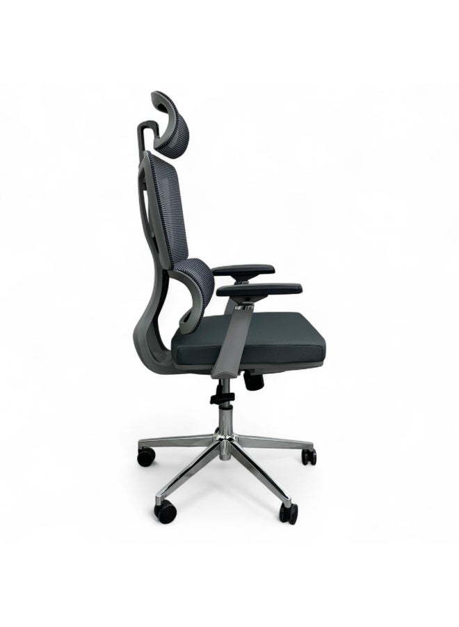 Wooden Twist Brocelle Egro Working Office Chair with 360° Swivel & Recline Mesh Chair (Grey)  - Image 5