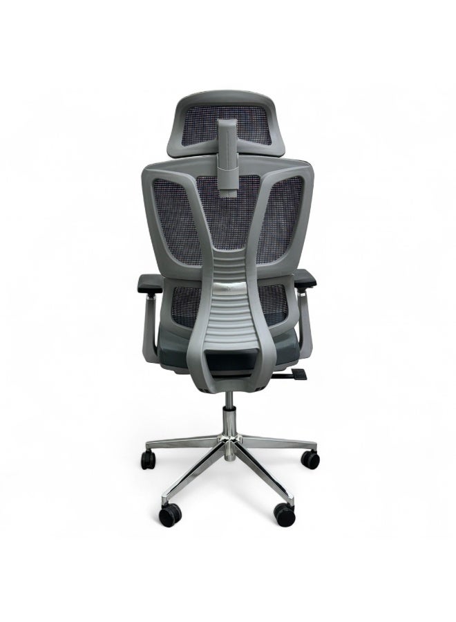 Wooden Twist Brocelle Egro Working Office Chair with 360° Swivel & Recline Mesh Chair (Grey)  - Image 4