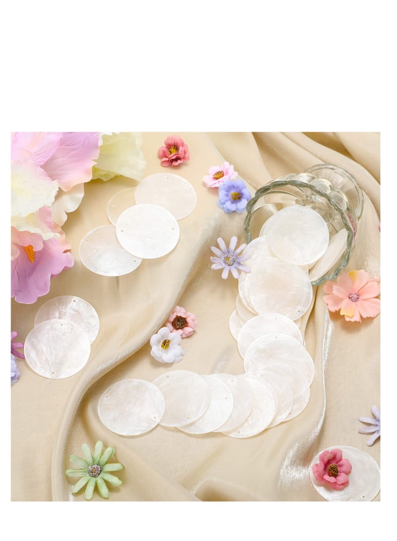 Excefore Round Natural Shells Sea Shells, 100 Pcs 2 Inch Oyster Shells, for Crafting with 2 Holes Sea Shell Discs, for Wind Chimes Door Curtain, DIY Crafts Hanging Pendant, Ornaments, Wedding Home - Image 3