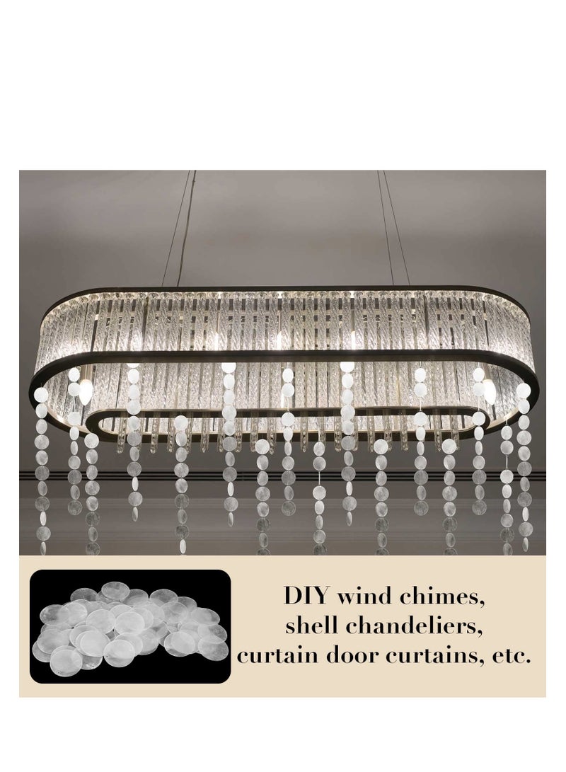 Excefore Round Natural Shells Sea Shells, 100 Pcs 2 Inch Oyster Shells, for Crafting with 2 Holes Sea Shell Discs, for Wind Chimes Door Curtain, DIY Crafts Hanging Pendant, Ornaments, Wedding Home - Image 4