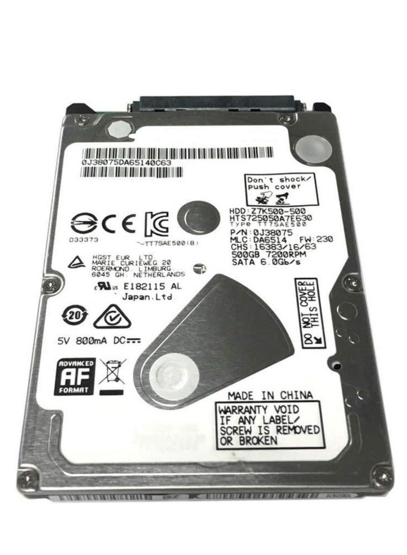 قرص صلب داخلي 2.5 بوصة بسعة 500 جيجابايت، سرعة 7200 لفة/دقيقة، ذاكرة 32 ميجابايت، SATA 6.0 جيجابت/ثانية لأجهزة PS3 و PS4