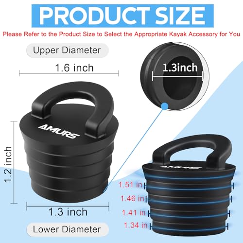 AMURS 12 Pieces Kayak Scupper Plug Kit Scupper Plugs Drain Holes Stopper with Silicone Handle Universal Kayak Plugs for sit on top of Kayak Canoe Boat - Image 2