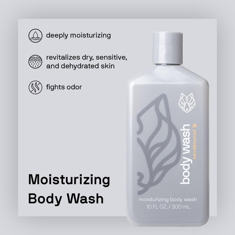 Black Wolf Moisturizing Body Wash for Men, Sandalwood - Mens Hydrating Bodywash for Dry, Dehydrated, & Sensitive Skin - Hyaluronic Acid, Aloe Vera, & Jojoba Oil Body Cleanser Help Remove Oil & Dirt - Image 2