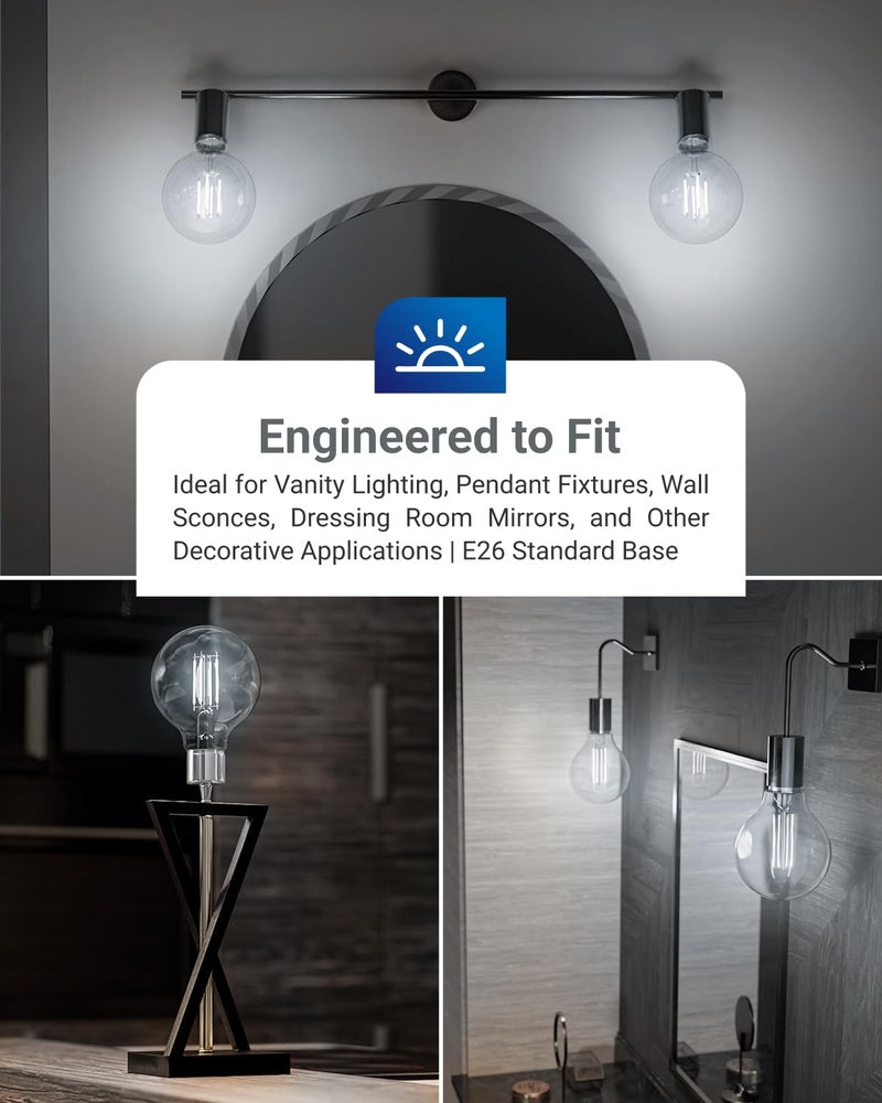 Sunco Lighting Sunco 6 Pack G25 LED Light Bulbs, Filament Edison Globe, Vanity Lighting Bulb for Bathroom Bedroom, 500 LM, 5W (60W Equivalent), 5000K Daylight, Dimmable, E26 Base, Clear UL - Image 4