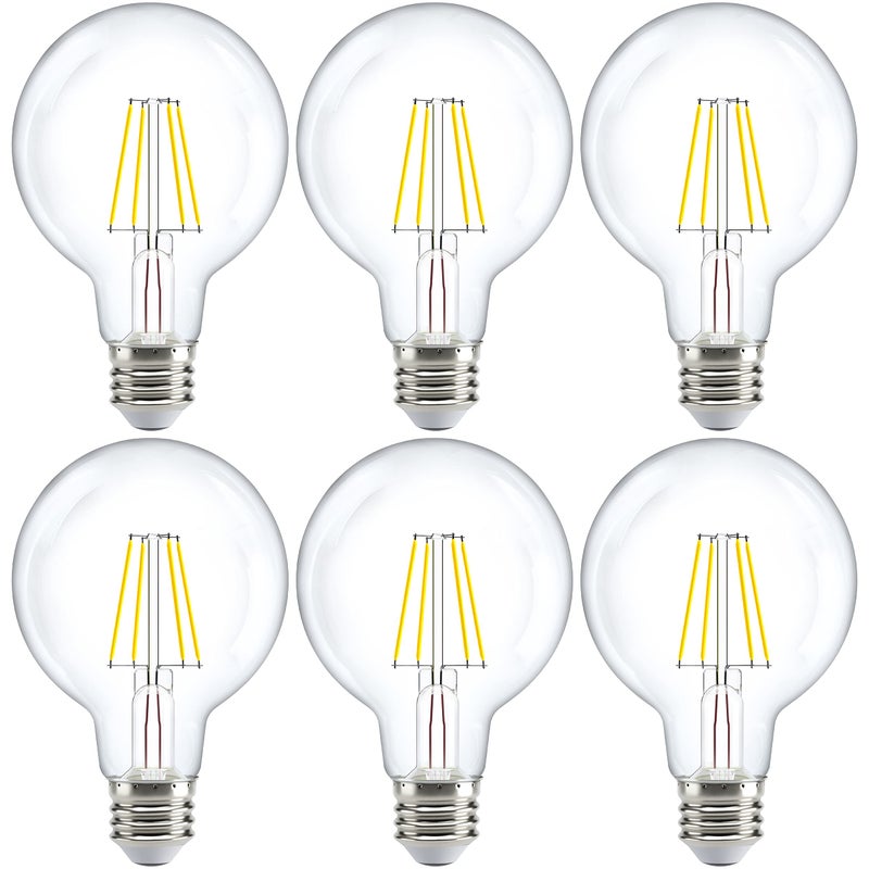 Sunco Lighting Sunco 6 Pack G25 LED Light Bulbs, Filament Edison Globe, Vanity Lighting Bulb for Bathroom Bedroom, 500 LM, 5W (60W Equivalent), 5000K Daylight, Dimmable, E26 Base, Clear UL - Image 1
