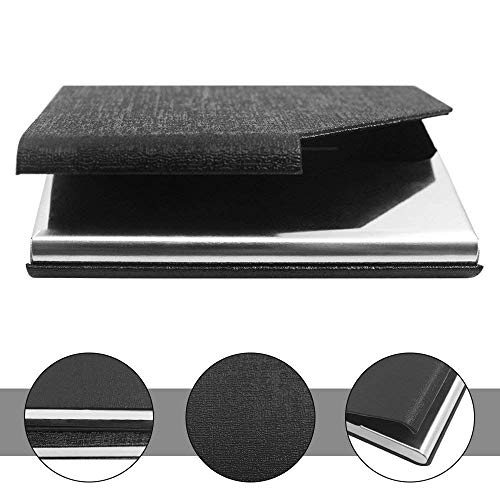rts Credit Card Holder Credit Debit ATM Business Visiting Name Wallet ID Protector Case PU Leather Steel for Men Women Festive Gifting for Family Friends Valentines SHE/HE Silver Black - Image 4