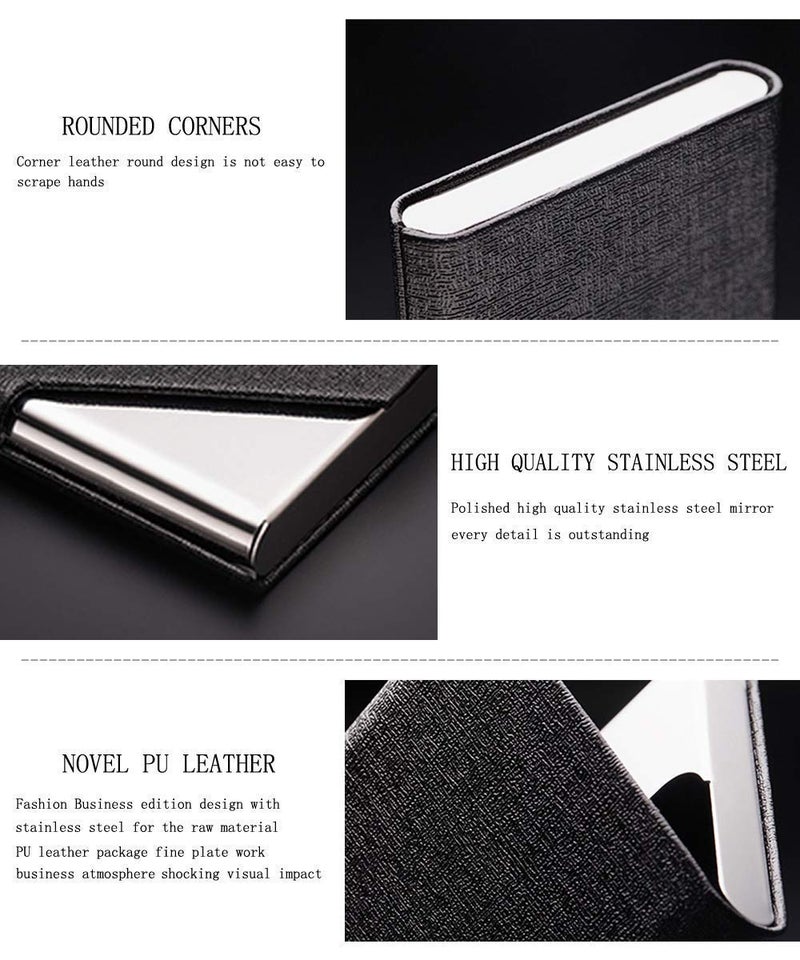 rts Credit Card Holder Credit Debit ATM Business Visiting Name Wallet ID Protector Case PU Leather Steel for Men Women Festive Gifting for Family Friends Valentines SHE/HE Silver Black - Image 5