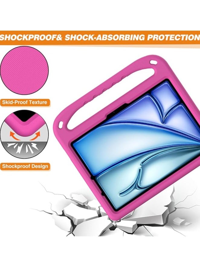 ماركة غير محددة - حافظة للأطفال لجهاز iPad Air مقاس 11 بوصة M2(2024) M2(2024)/Pro 11 بوصة (2024) M4: غطاء واقي خفيف الوزن من EVA خفيف الوزن ومقاوم للصدمات ومقاوم للصدمات ومقاوم للصدمات لحامل غطاء الأطفال لحامل التابلت للأطفال لجهاز iPad Air مقاس 11 بوصة / Pro 11 بوصة (2024) (أحمر وردي) - Image 1