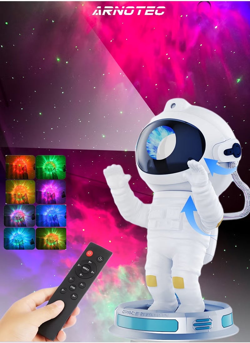 ARNOTEC - Star Projector Night Light with Timer, Remote Control and 360°Adjustable Design, Astronaut Nebula Galaxy Night Light Projector for Children Adults Baby Bedroom, Party Room and Game Room - Image 1