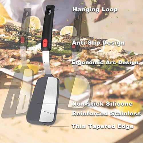 Turbid Silicone Spatula - Nonstick, Heat Resistant Cooking & Baking Flipper for Pancakes, Omelettes, Pizza, Steak, Dosa - Ideal for Griddle Pans, Cookware and Fish Turner (Classic Spatula) - Image 4