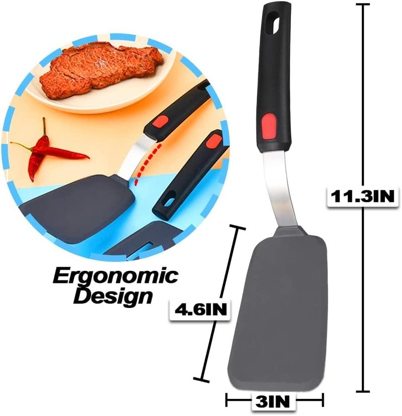 Turbid Silicone Spatula - Nonstick, Heat Resistant Cooking & Baking Flipper for Pancakes, Omelettes, Pizza, Steak, Dosa - Ideal for Griddle Pans, Cookware and Fish Turner (Classic Spatula) - Image 2