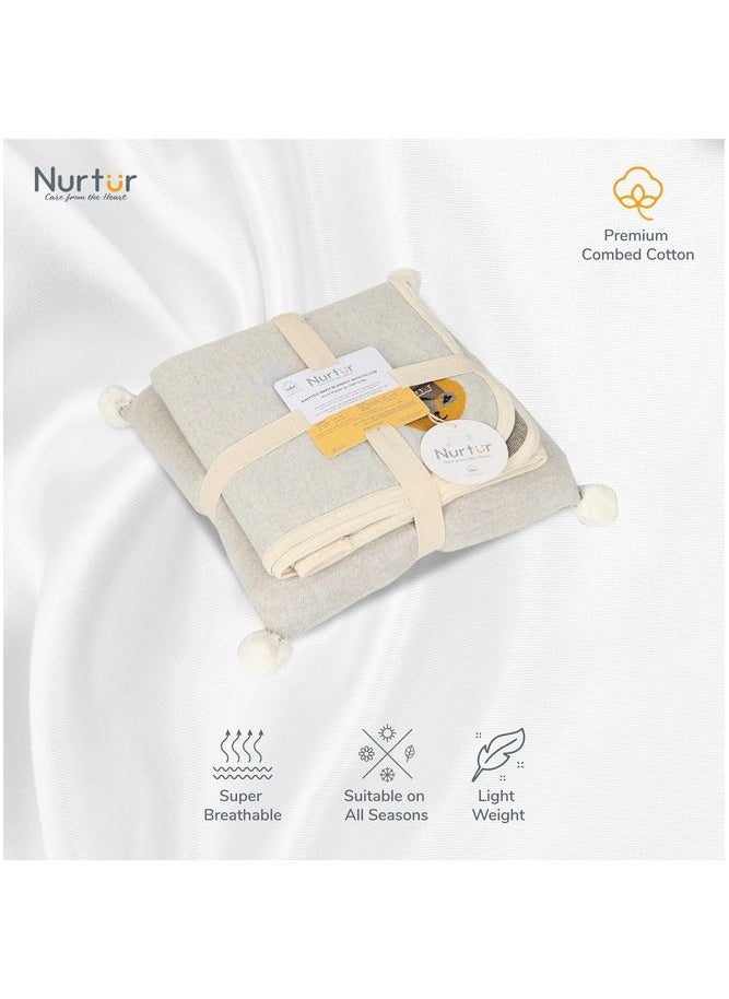 Nurtur Soft Bear Baby Blankets With Cushion For Boys And Girls 100% Combed Cotton Lightweight Fleece  - Image 4
