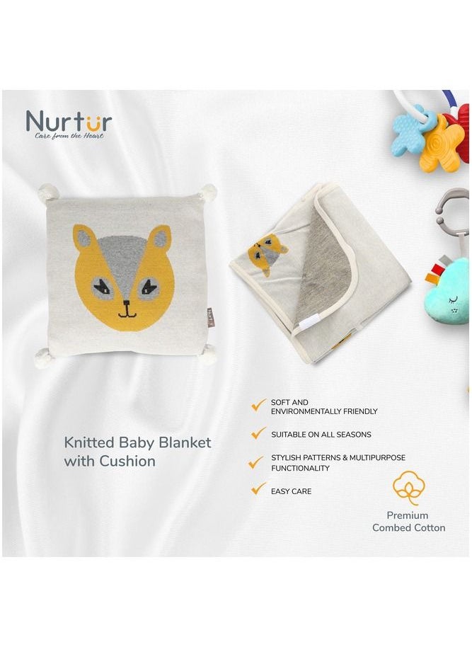 Nurtur Soft Bear Baby Blankets With Cushion For Boys And Girls 100% Combed Cotton Lightweight Fleece  - Image 3