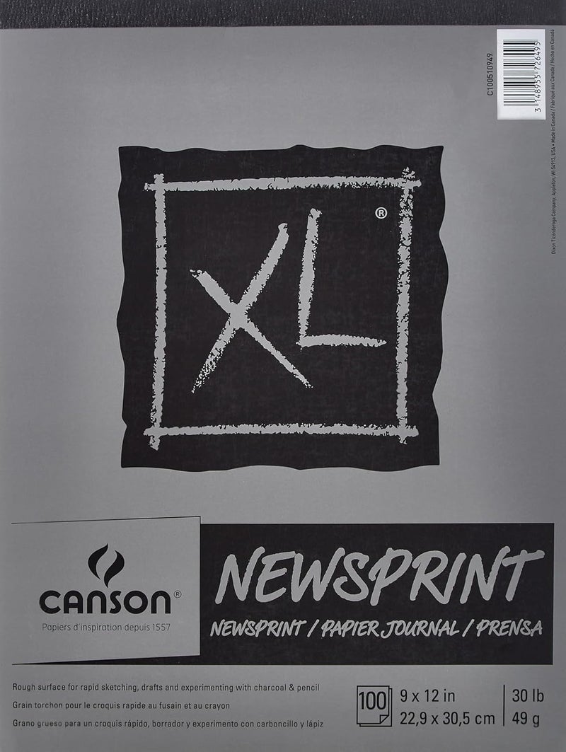 Canson XL Series Newsprint Paper Foldover Pad 9x12 inches 100 Sheets 30lb49g  Artist Paper for Adults and Students - Image 1