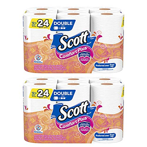 Scott ComfortPlus Toilet Paper, 12 Double Rolls, Bath Tissue (2 Pack) - Image 1