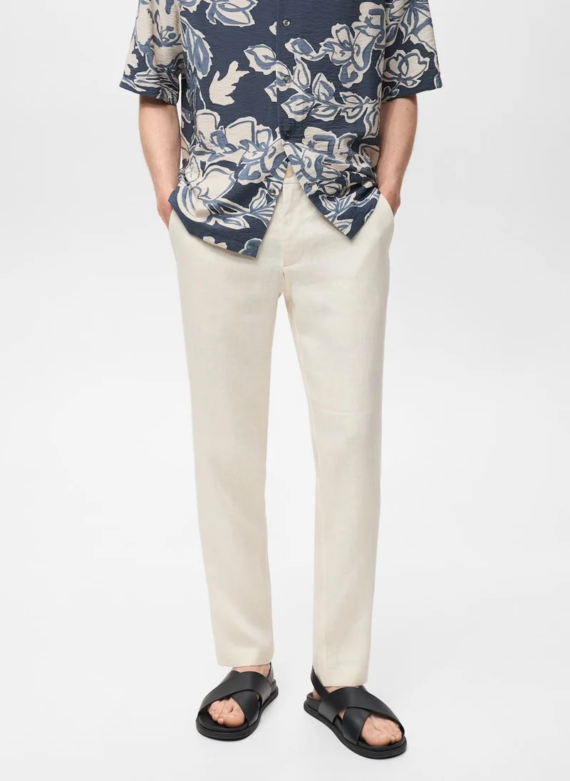 مانجو مان Casual Oyster Slim-Fit Pants