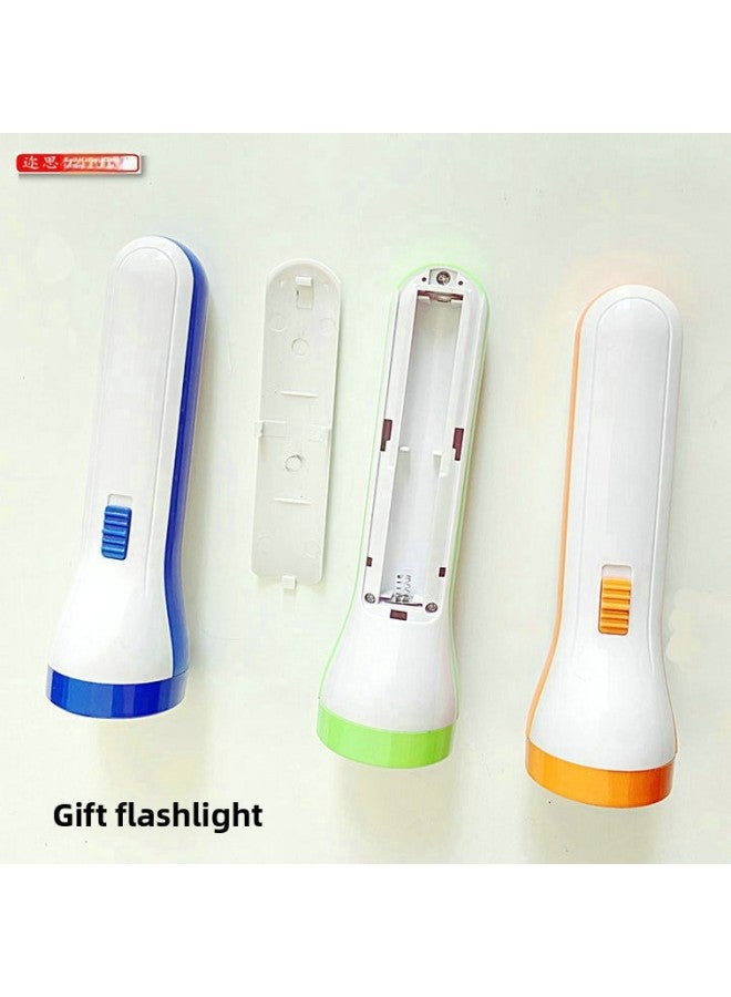 Direct Plastic Mini Strong Light Small Flashlight Gift LED Outdoor Lighting Flashlight Carry Creative Flashlight-Color:Orange  - Image 1