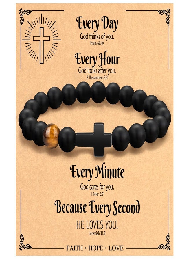 Paderast Christmas Christian Gifts for Men Dad, Baptism Religious Cross Bracelet for Man Him Son Grandson Dad Father Brother Godfather Grandfather Grandpa Husband, Inspirational Faith Based Jesus Bracelets - Image 1